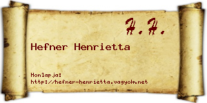 Hefner Henrietta névjegykártya